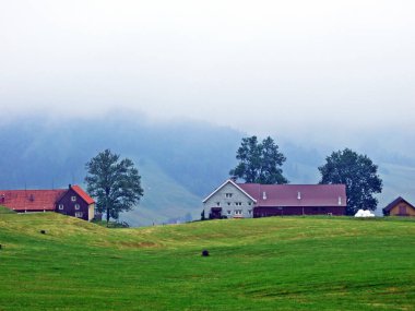 Urnaesch ya da Urnasch yerleşimindeki sığır çiftlikleri ve kırsal mimari - Appenzell Ausserrhoden Kantonu, İsviçre