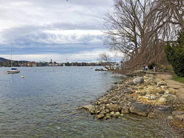 Zürichsee Bereich Des Zürcher Horn Parks Und Des Tiefenbrunnen Bades — Stockfoto