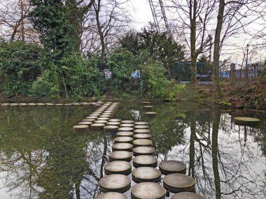 Zurichhorn Park (Zuerichhorn) bölgesinde küçük bir gölet - Zürih veya Zuerich, İsviçre