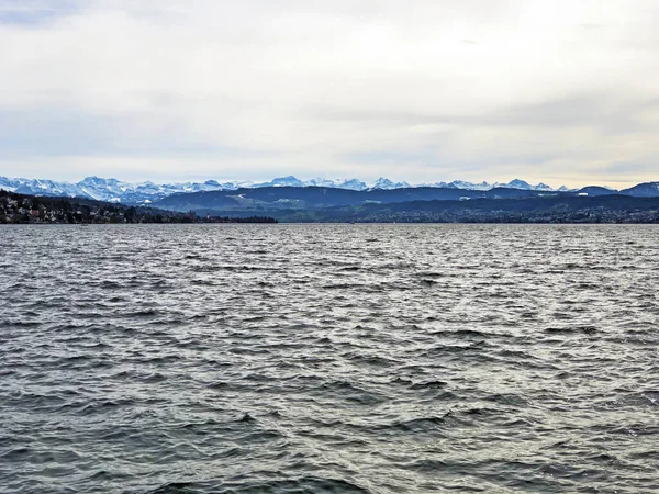 Danau Zurich Zurichsee Atau Zuerichsee Wilayah Taman Zurichhorn Zuerichhorn Dan — Stok Foto