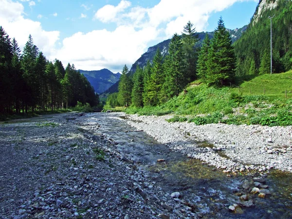 Ποταμός Valunerbach Valuenerbach Στην Κοιλάδα Saminatal Και Στις Άλπεις Του — Φωτογραφία Αρχείου