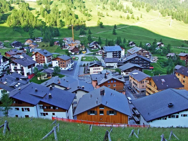 Aldeia Esqui Malbun Cordilheira Dos Alpes Liechtenstein Malbun Liechtenstein — Fotografia de Stock