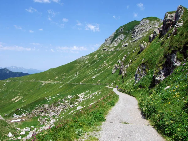 Walking Hiking Trails Malbuntal Alpine Valley Liechtenstein Alps Mountain Range Royalty Free Stock Images
