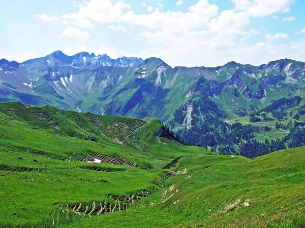 Vista Maciço Montanha Alpina Fronteira Ratikon Raetikon Grenzmassiv Liechtenstein Alps — Fotografia de Stock