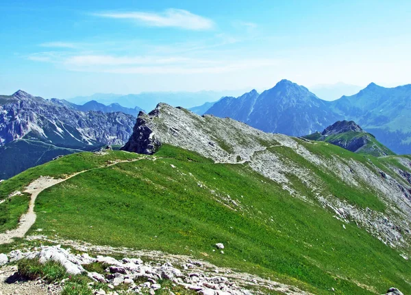 Alpengipfel Spitz Über Dem Malbuntal Und Den Liechtensteinischen Alpen Malbun — Stockfoto