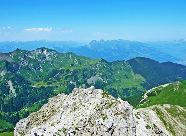 Blick Vom Augstenberg Über Das Malbuntal Und Die Liechtensteinischen Alpen — Stockfoto