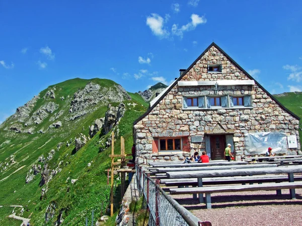 Cabaña Montaña Pfaelzerhuette Pfalzerhutte Valle Naaftal Cordillera Los Alpes Liechtenstein — Foto de Stock