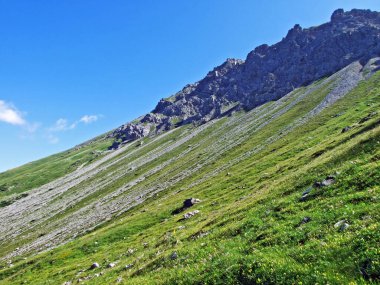 Naaftal Alp Vadisi 'nden Liechtenstein Alp Dağları' nın pitoresk zirveleri Steg, Lihtenştayn