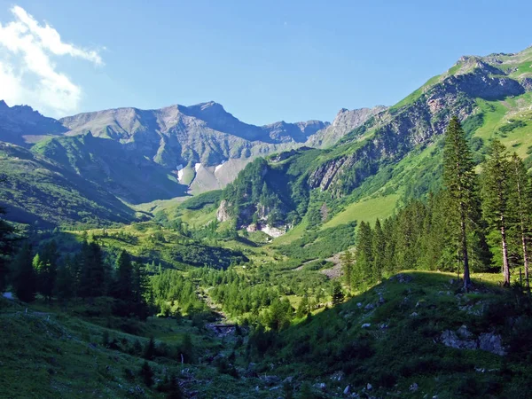 Vista Maciço Montanha Alpina Fronteira Ratikon Ratikon Grenzmassiv Oder Raetikon — Fotografia de Stock