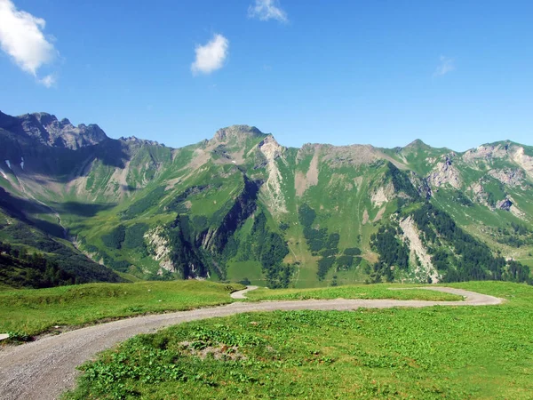 Trilhas Para Caminhadas Caminhadas Cordilheira Dos Alpes Liechtenstein Longo Dos — Fotografia de Stock