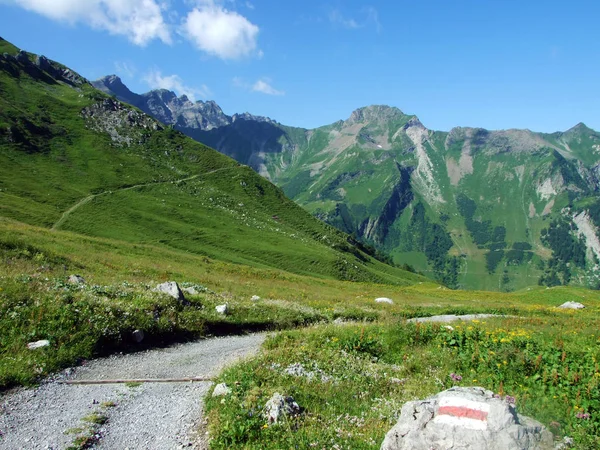 Wanderwege Den Liechtensteinischen Alpen Und Entlang Der Alpentäler Naaftal Und — Stockfoto