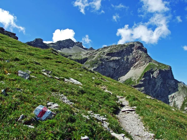 Procházkové Turistické Stezky Lichtenštejnských Alpách Podél Naaftalských Saminatálních Alpských Údolí — Stock fotografie