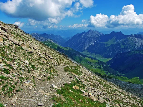 Wanderwege Den Liechtensteinischen Alpen Und Entlang Der Alpentäler Naaftal Und — Stockfoto