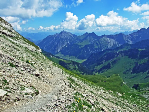 Blick Auf Das Gamperdonatal Und Die Österreichischen Alpen Vom Naafkopf — Stockfoto