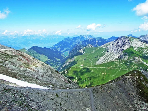 Vue Vallée Alpine Gamperdonatal Des Alpes Autrichiennes Depuis Sommet Naafkopf — Photo