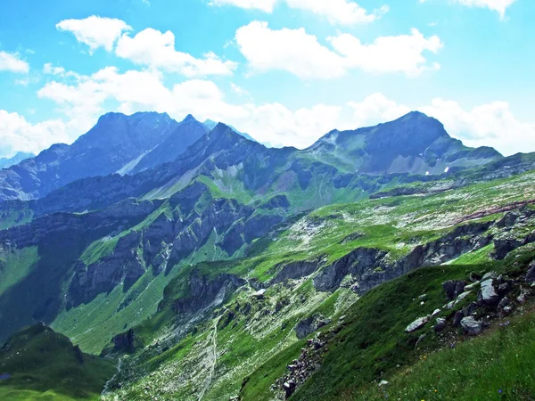 View Gamperdonatal Alpine Valley Austrian Alps Naafkopf Peak Liechtenstein Alps — Stock Photo, Image