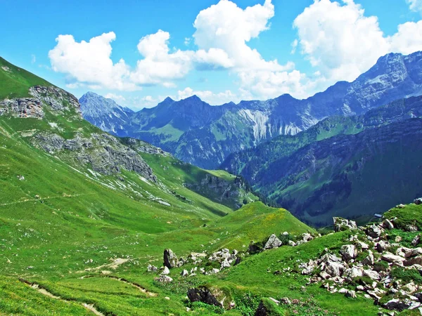 Άποψη Της Κοιλάδας Του Gamperdonatal Alpine Και Των Αυστριακών Άλπεων — Φωτογραφία Αρχείου