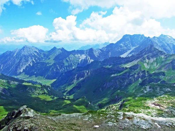 Άποψη Από Την Κορυφή Naafkopf Alpine Που Βρίσκεται Στα Σύνορα — Φωτογραφία Αρχείου