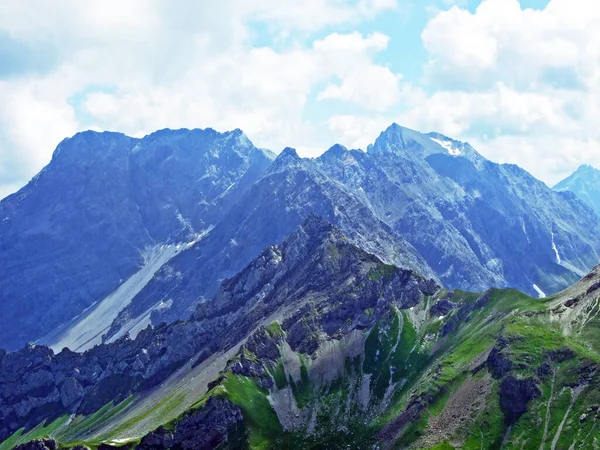 Utsikt Från Naafkopf Alpine Peak Ligger Ratikon Gränsen Alpint Bergsmassiv — Stockfoto