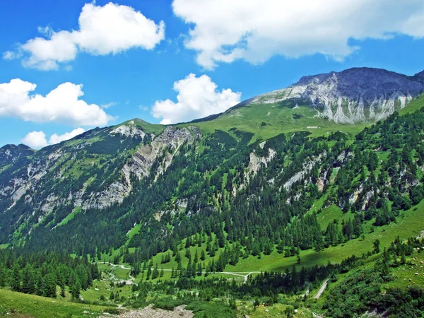 Alpine Mountain Peak Augstenberg Saminatal Alpine Valley Liechtenstein Alps Mountain — Φωτογραφία Αρχείου