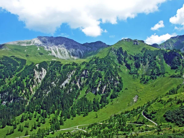 Sommet Alpin Augstenberg Dessus Vallée Alpine Saminatal Dans Massif Montagneux — Photo