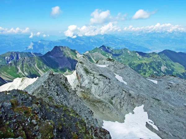 View Naafkopf Alpine Peak Located Ratikon Border Alpine Mountain Massif — Stock Photo, Image