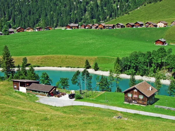 Lago Ganglesee Gaenglesee Arroyo Valunerbach Valuenerbach Valle Alpino Saminatal Steg — Foto de Stock