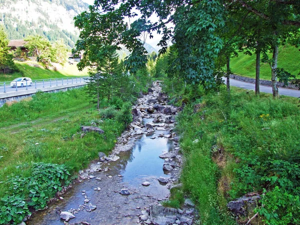 Ρεύμα Malunbach Μεταξύ Των Αλπικών Χωριών Steg Και Malbun Στις — Φωτογραφία Αρχείου