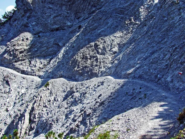 Wandel Wandelpaden Bergketen Van Liechtenstein Alpen Het Saminatal Alpendal Steg — Stockfoto