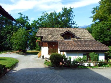 Bundner Herrschaft (Buendner Herrschaft) bölgesinde ve Ren Vadisi, Mainfeld - Grisonlar Kantonu (Graubunden veya Graubuenden), İsviçre