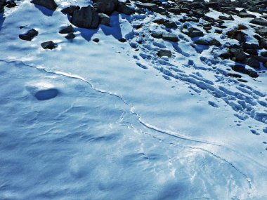 Ratikon sınırındaki Alp dağı kütlesi veya Raetikon Grenzmassiv ve Ren Vadisi (Rheintal), Mainfeld Kantonu - Grisonlar Kantonu (Graubunden veya Graubuenden), İsviçre