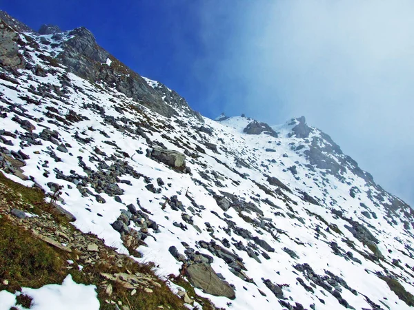 Falknis Sommet Alpin Dans Massif Montagneux Frontière Ratikon Raetikon Grenzmassiv — Photo