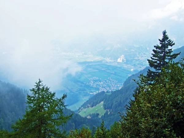 Clouds View Rhine Valley Rheintal Ratikon Border Mountain Massif Raetikon — Stock Photo, Image