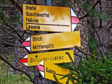 Ratikon sınır dağ kütlesi veya Ratikon Grenzmassiv (oder Raetikon), Mainfeld - Grisonlar Kantonu (Graubunden veya Graubuenden), İsviçre