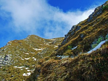 Ratikon sınır dağ kütlesi veya Ratikon Grenzmassiv (oder Raetikon), Mainfeld - Grisonlar Kantonu (Graubunden veya Graubuenden), İsviçre