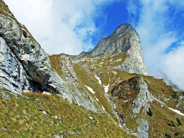 Alpský Vrchol Schwarzhorn Pohraničním Masivu Ratikon Nebo Ratikon Grenzmassiv Mainfeld — Stock fotografie