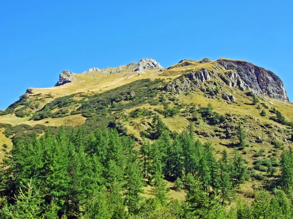 View Picturesque Peaks Ratikon Border Alpine Mountain Massif Raetikon Grenzmassiv — Stock Photo, Image