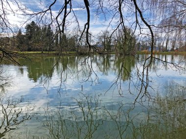 Küçük Schubelweiher Gölü (Schuebelweiher) veya Pond Schubelweiher, Kusnacht am Zurichsee (Kuesnacht am Zuerichsee) - Zürih Kantonu