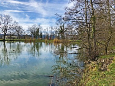 Küçük Schubelweiher Gölü (Schuebelweiher) veya Pond Schubelweiher, Kusnacht am Zurichsee (Kuesnacht am Zuerichsee) - Zürih Kantonu