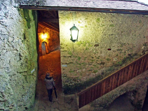 Predjama Castle Museum Burg Predjama Museum Muzej Predjamski Dvorac Postojna — стокове фото