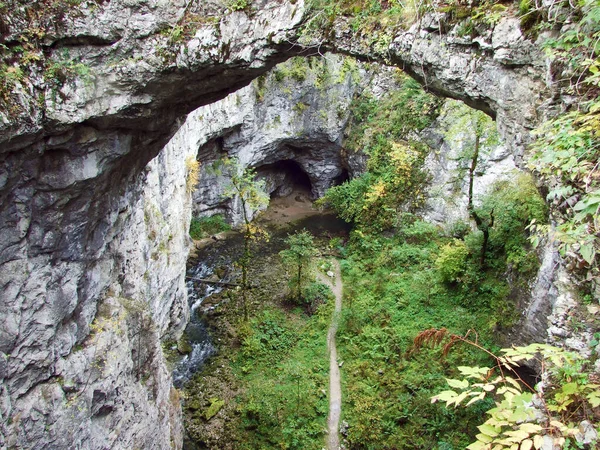 Kleine Naturbrücke Rakov Skocjan Tal Rakek Oder Notranjski Regijski Park — Stockfoto