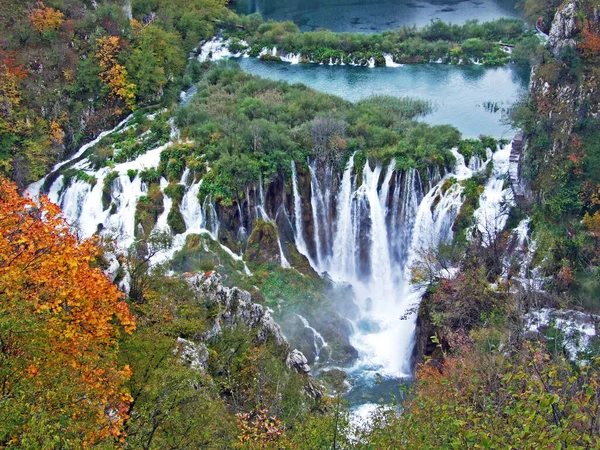 Paisaje Medio Ambiente Del Parque Nacional Los Lagos Plitvice Parque — Foto de Stock