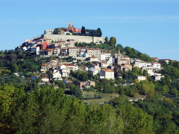 Eski Motovun Kasabası Veya Ortaçağ Kasabası Motovun Istria Hırvatistan Stari — Stok fotoğraf