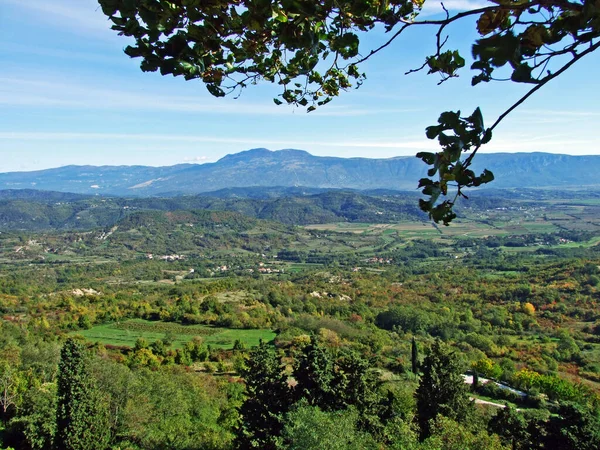 Vista Panorámica Del Interior Península Istria Desde Mirador Asentamiento Pican —  Fotos de Stock