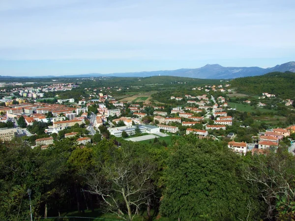 Panorama Parte Mais Recente Cidade Mirante Cidade Velha Labin Ístria — Fotografia de Stock