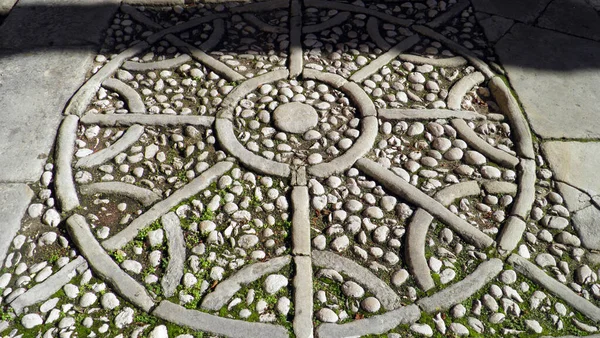 Stones Paved Street Mosaic Old Town Labin Istria Croatia Kamenjem — Stock Photo, Image