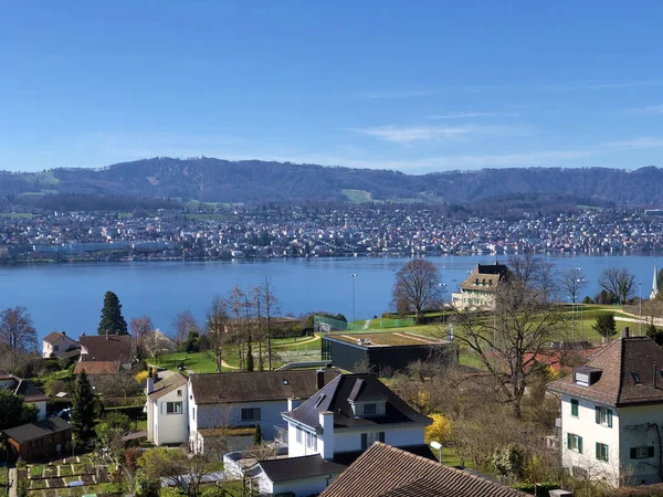 Blick Auf Den Zürichsee Oder Den Zürichsee Und Das Tal — Stockfoto