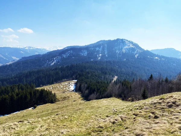 Alpský Vrch Nuesellstock Nebo Nusellstock Nad Údolím Alptů Einsiedeln Kanton — Stock fotografie