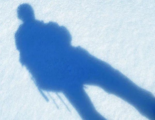 Sun Shadow Hiker Frish Spring Alpine Snow Einsiedeln Canton Schwyz — Stock Photo, Image