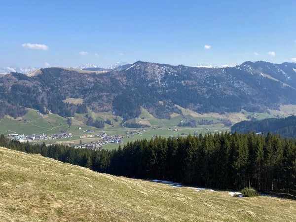 Pohled Alpské Údolí Jezera Sihlsee Einsiedeln Kanton Schwyz Švýcarsko Schweiz — Stock fotografie